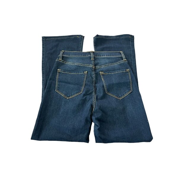 Fashion Nova Jeans Sz 5 Bell Bottom Wide Leg Dark Wash Blue Retro Wash High Rise - Picture 2 of 11